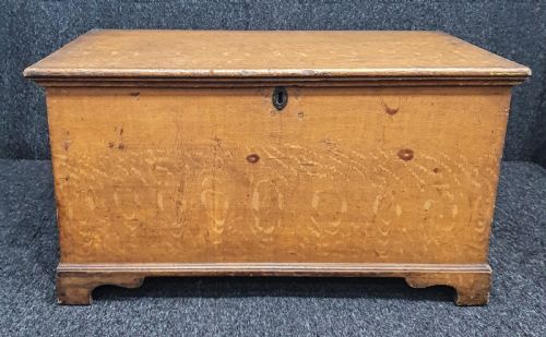 mid 19th century pine trunk storage blanket box 1865 date inscribed - CATEGORY: ANTIQUE CHESTS - DATED 1860