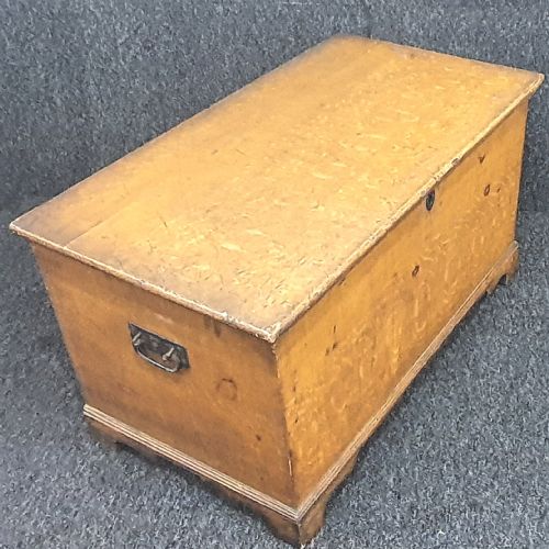 MID 19TH CENTURY PINE TRUNK STORAGE BLANKET BOX 1865 DATE INSCRIBED - ADDITIONAL PHOTO 1