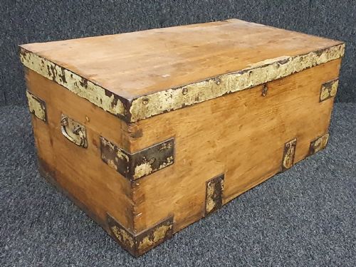VICTORIAN PINE TRUNK CHEST STORAGE BOX - ADDITIONAL PHOTO 6