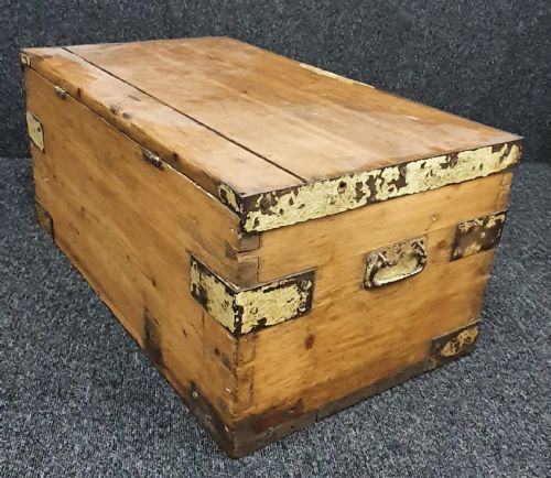 VICTORIAN PINE TRUNK CHEST STORAGE BOX - ADDITIONAL PHOTO 8