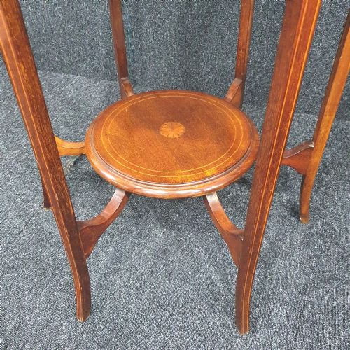 EDWARDIAN MAHOGANY WITH SATINWOOD INLAY 2TIER OCCASIONAL TABLE C1910 - ADDITIONAL PHOTO 3