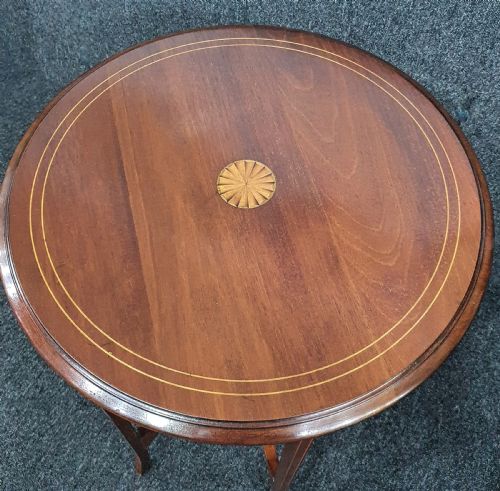 EDWARDIAN MAHOGANY WITH SATINWOOD INLAY 2TIER OCCASIONAL TABLE C1910 - ADDITIONAL PHOTO 4