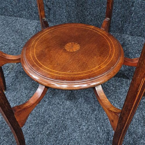 EDWARDIAN MAHOGANY WITH SATINWOOD INLAY 2TIER OCCASIONAL TABLE C1910 - ADDITIONAL PHOTO 5