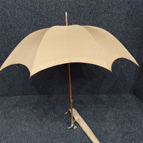 SILVER HANDLED SILK FRENCH PARASOL VICTORIAN PERIOD HALLMARKED PEUGEOT CIE - ADDITIONAL PHOTO 2