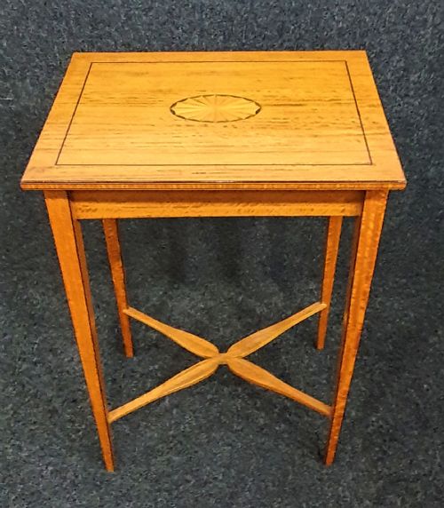 edwardian satinwood inlaid ebony side occasional table - CATEGORY: ANTIQUE TABLES - DATED EDWARDIAN