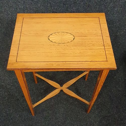 EDWARDIAN SATINWOOD INLAID EBONY SIDE OCCASIONAL TABLE - ADDITIONAL PHOTO 1