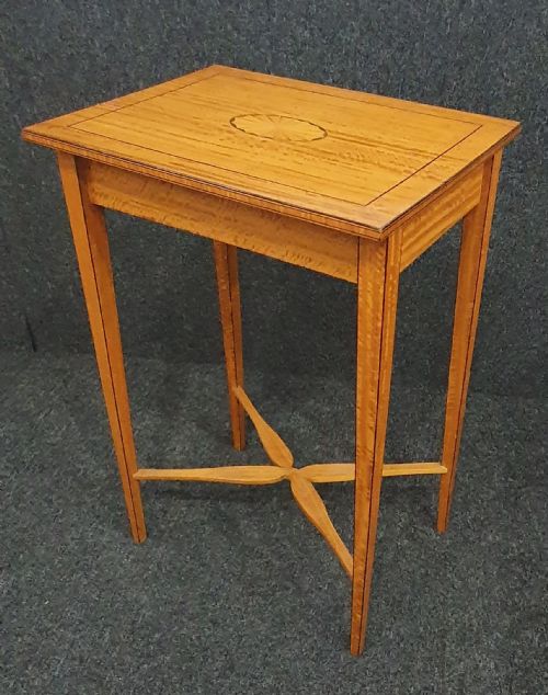 EDWARDIAN SATINWOOD INLAID EBONY SIDE OCCASIONAL TABLE - ADDITIONAL PHOTO 2