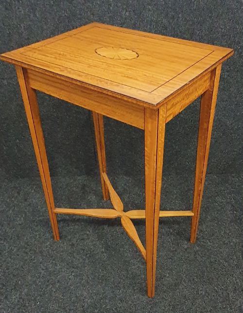 EDWARDIAN SATINWOOD INLAID EBONY SIDE OCCASIONAL TABLE - ADDITIONAL PHOTO 5