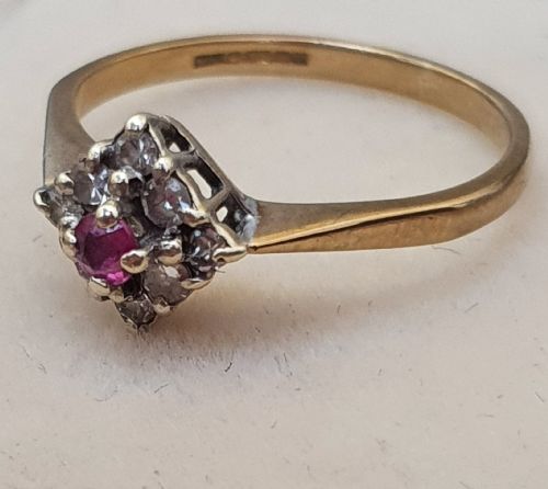 EDWARDIAN ART DECO RUBY DIAMOND 9CT GOLD RING SIZE M M - ADDITIONAL PHOTO 8