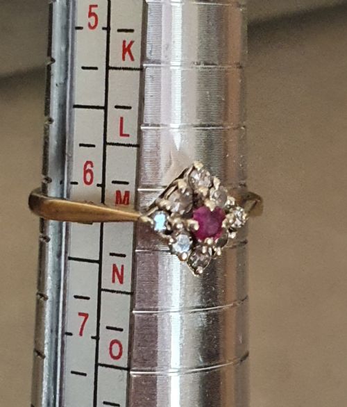 EDWARDIAN ART DECO RUBY DIAMOND 9CT GOLD RING SIZE M M - ADDITIONAL PHOTO 10