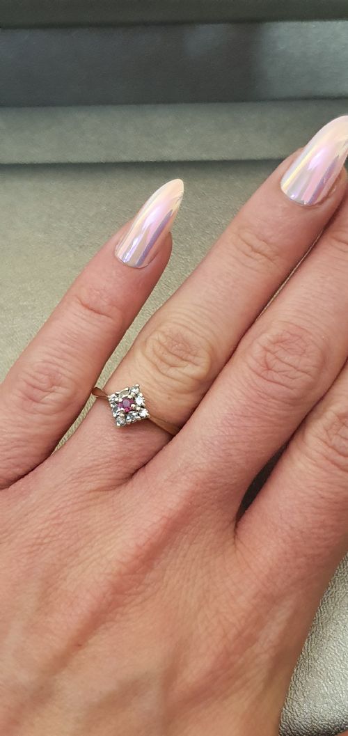 EDWARDIAN ART DECO RUBY DIAMOND 9CT GOLD RING SIZE M M - ADDITIONAL PHOTO 11