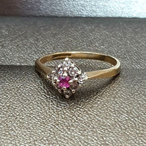 EDWARDIAN ART DECO RUBY DIAMOND 9CT GOLD RING SIZE M M - ADDITIONAL PHOTO 12