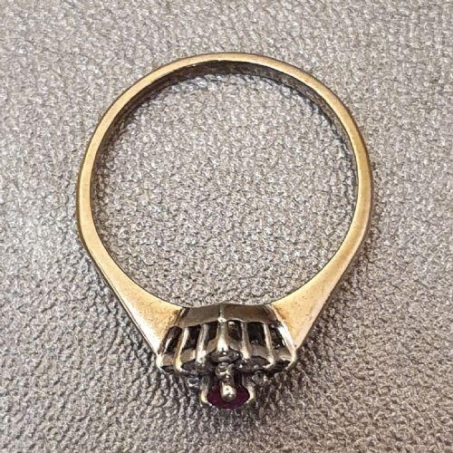 EDWARDIAN ART DECO RUBY DIAMOND 9CT GOLD RING SIZE M M - ADDITIONAL PHOTO 13