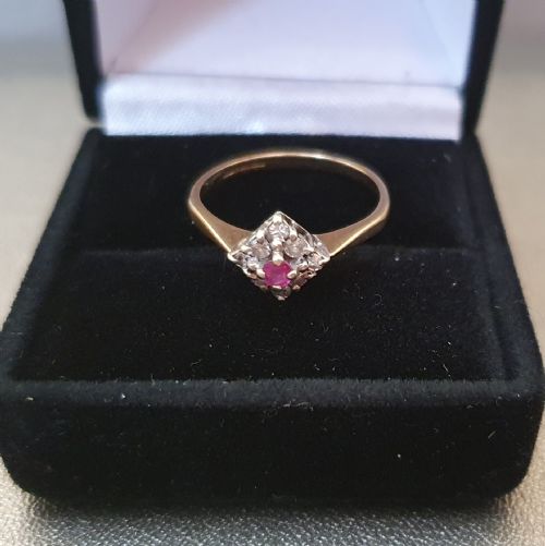 EDWARDIAN ART DECO RUBY DIAMOND 9CT GOLD RING SIZE M M - ADDITIONAL PHOTO 15