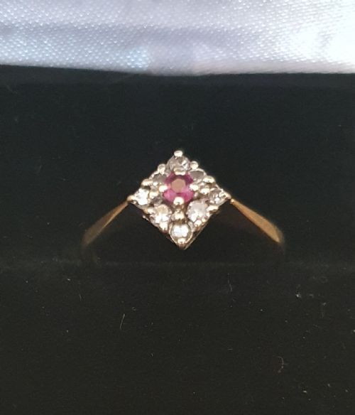 EDWARDIAN ART DECO RUBY DIAMOND 9CT GOLD RING SIZE M M - ADDITIONAL PHOTO 16