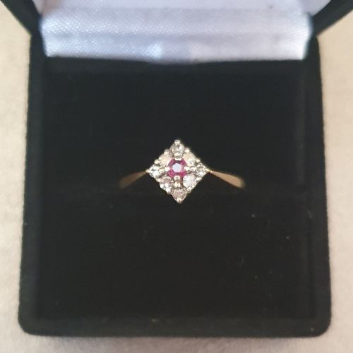 EDWARDIAN ART DECO RUBY DIAMOND 9CT GOLD RING SIZE M M - ADDITIONAL PHOTO 17