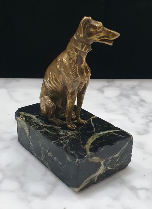 BRONZE GREYHOUND FRENCH ON MARBLE PLINTH C18TH - ADDITIONAL PHOTO 3