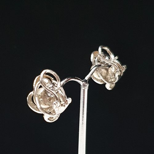 1930S40S PEARL DIAMOND 18CT WHITE GOLD PIERCED EARRINGS - ADDITIONAL PHOTO 2