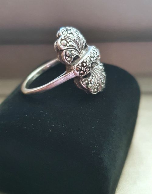 C1920S ART DECO MARCASITE ON SILVER RING SIZE T U - ADDITIONAL PHOTO 2