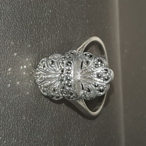 C1920S ART DECO MARCASITE ON SILVER RING SIZE T U - ADDITIONAL PHOTO 4