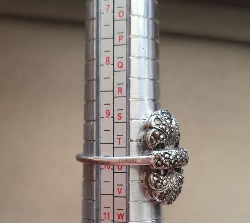 C1920S ART DECO MARCASITE ON SILVER RING SIZE T U - ADDITIONAL PHOTO 6
