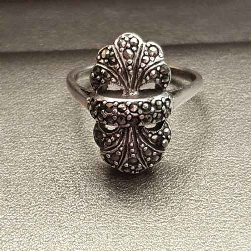 C1920S ART DECO MARCASITE ON SILVER RING SIZE T U - ADDITIONAL PHOTO 7