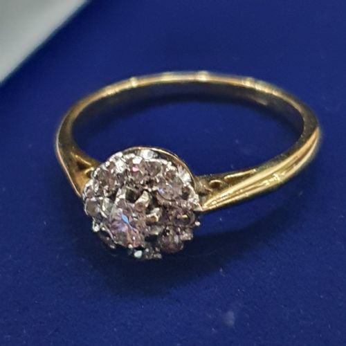 1950S OLD CUT DIAMOND RING 18 CARAT GOLD SIZE L - ADDITIONAL PHOTO 1