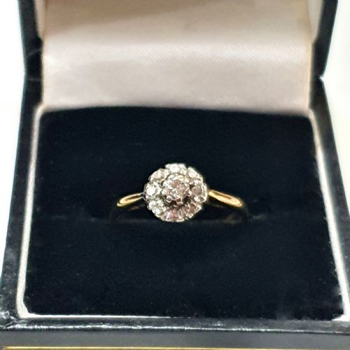 1950s old cut diamond ring 18 carat gold size l - CATEGORY: ANTIQUE JEWELLERY - DATED 1950