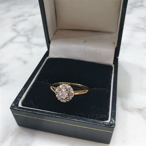 1950S OLD CUT DIAMOND RING 18 CARAT GOLD SIZE L - ADDITIONAL PHOTO 4