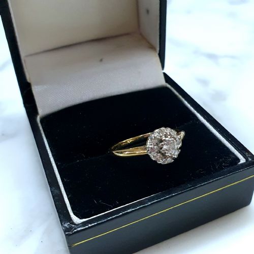 1950S OLD CUT DIAMOND RING 18 CARAT GOLD SIZE L - ADDITIONAL PHOTO 5