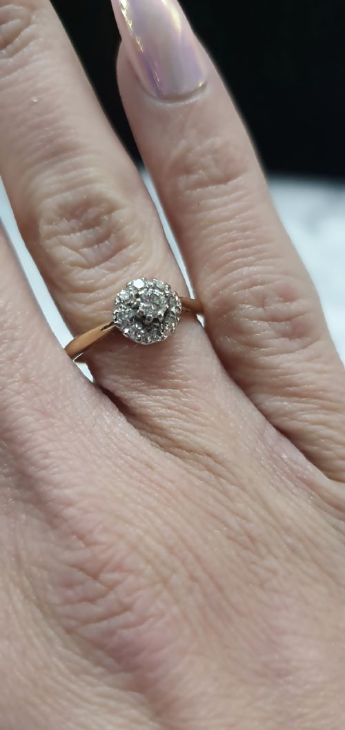 1950S OLD CUT DIAMOND RING 18 CARAT GOLD SIZE L - ADDITIONAL PHOTO 6