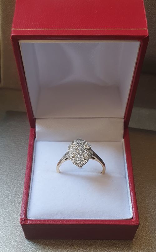 ART DECO DIAMOND ON PLATINUM 18 CT GOLD PANEL RING SIZE P Q C1930S - ADDITIONAL PHOTO 2