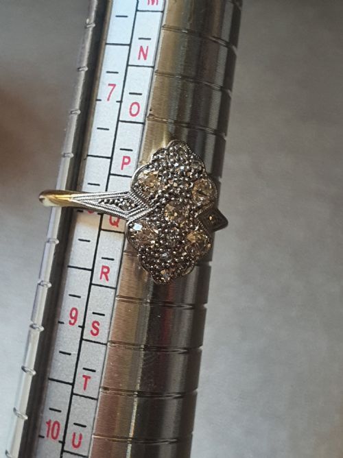 ART DECO DIAMOND ON PLATINUM 18 CT GOLD PANEL RING SIZE P Q C1930S - ADDITIONAL PHOTO 5
