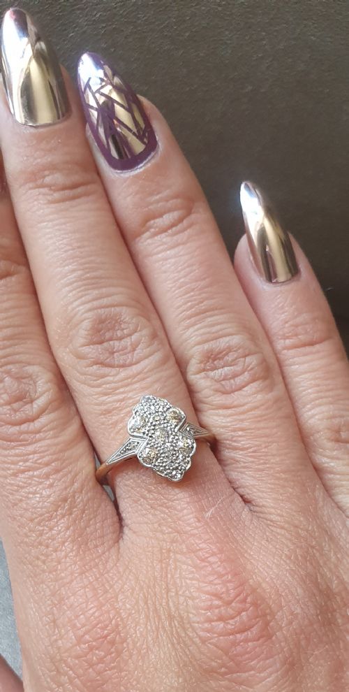 ART DECO DIAMOND ON PLATINUM 18 CT GOLD PANEL RING SIZE P Q C1930S - ADDITIONAL PHOTO 6