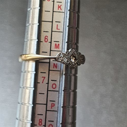 ART DECO DIAMOND ON PLATINUM 9 CT GOLD RING 1920S SIZE M - ADDITIONAL PHOTO 7