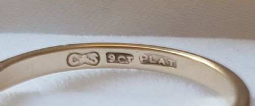 ART DECO DIAMOND ON PLATINUM 9 CT GOLD RING 1920S SIZE M - ADDITIONAL PHOTO 1