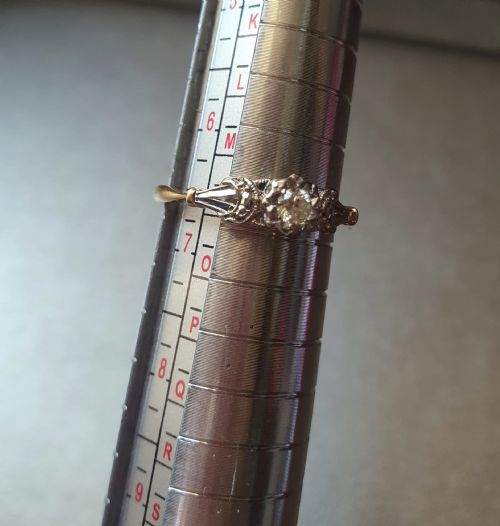 ART DECO OLD CUT OCTAGONAL DIAMOND 18 CT GOLD RING CRESCENT DIAMONDS SHOULDERS C1935 SIZE N - ADDITIONAL PHOTO 14
