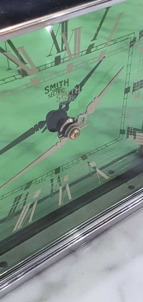 ART DECO CLOCK BY SMITHS GREEN GLASS CHROME REWIRED 12MO GUARANTEE C1930 - ADDITIONAL PHOTO 22