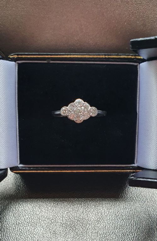 old european cut diamond platinum 18ct white gold ring size n n - CATEGORY: ANTIQUE JEWELLERY - DATED 1910