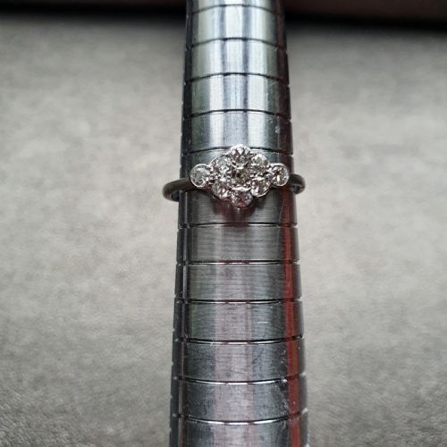 OLD EUROPEAN CUT DIAMOND PLATINUM 18CT WHITE GOLD RING SIZE N N - ADDITIONAL PHOTO 4