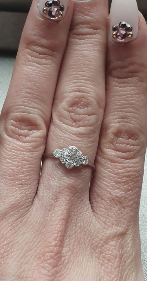 OLD EUROPEAN CUT DIAMOND PLATINUM 18CT WHITE GOLD RING SIZE N N - ADDITIONAL PHOTO 6