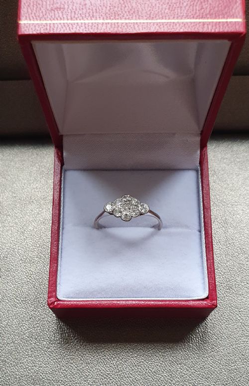 OLD EUROPEAN CUT DIAMOND PLATINUM 18CT WHITE GOLD RING SIZE N N - ADDITIONAL PHOTO 7