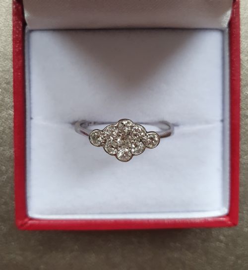 OLD EUROPEAN CUT DIAMOND PLATINUM 18CT WHITE GOLD RING SIZE N N - ADDITIONAL PHOTO 8