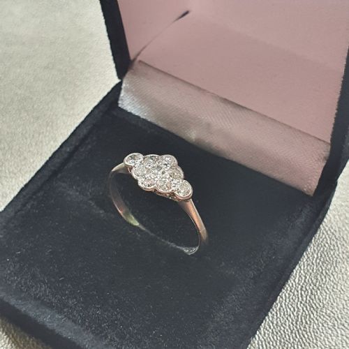 OLD EUROPEAN CUT DIAMOND PLATINUM 18CT WHITE GOLD RING SIZE N N - ADDITIONAL PHOTO 12