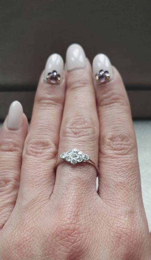 OLD EUROPEAN CUT DIAMOND PLATINUM 18CT WHITE GOLD RING SIZE N N - ADDITIONAL PHOTO 15