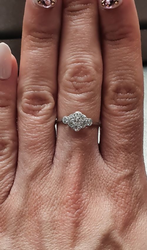 OLD EUROPEAN CUT DIAMOND PLATINUM 18CT WHITE GOLD RING SIZE N N - ADDITIONAL PHOTO 2