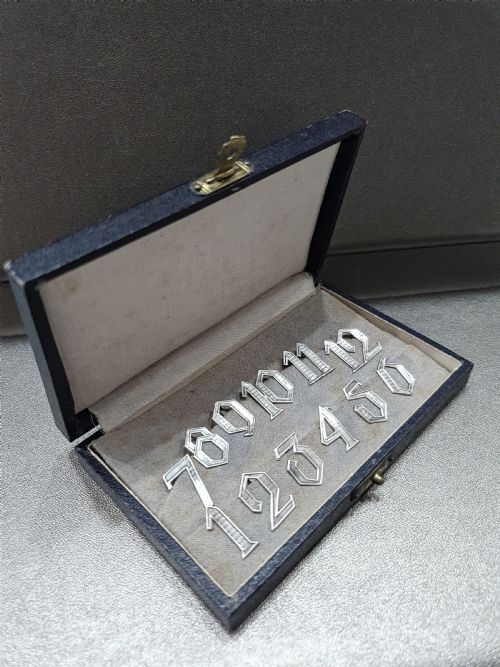 art deco silver drinks place markers continental in original box c1920 - CATEGORY: ANTIQUE SILVER - DATED 1920