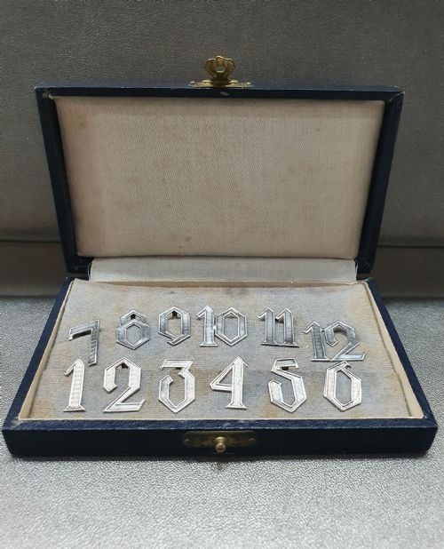 ART DECO SILVER DRINKS PLACE MARKERS CONTINENTAL IN ORIGINAL BOX C1920 - ADDITIONAL PHOTO 9