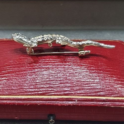 DIAMOND SALAMANDER BROOCH WITH EMERALD RUBY 18CT GOLD VICTORIAN ARDENT LOVE TOKEN ORIGINAL BOX - ADDITIONAL PHOTO 10