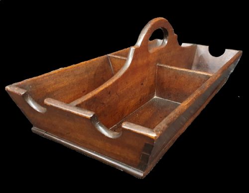 GEORGIAN WINE BOTTLE CARRIER C 1800 MAHOGANY - ADDITIONAL PHOTO 1